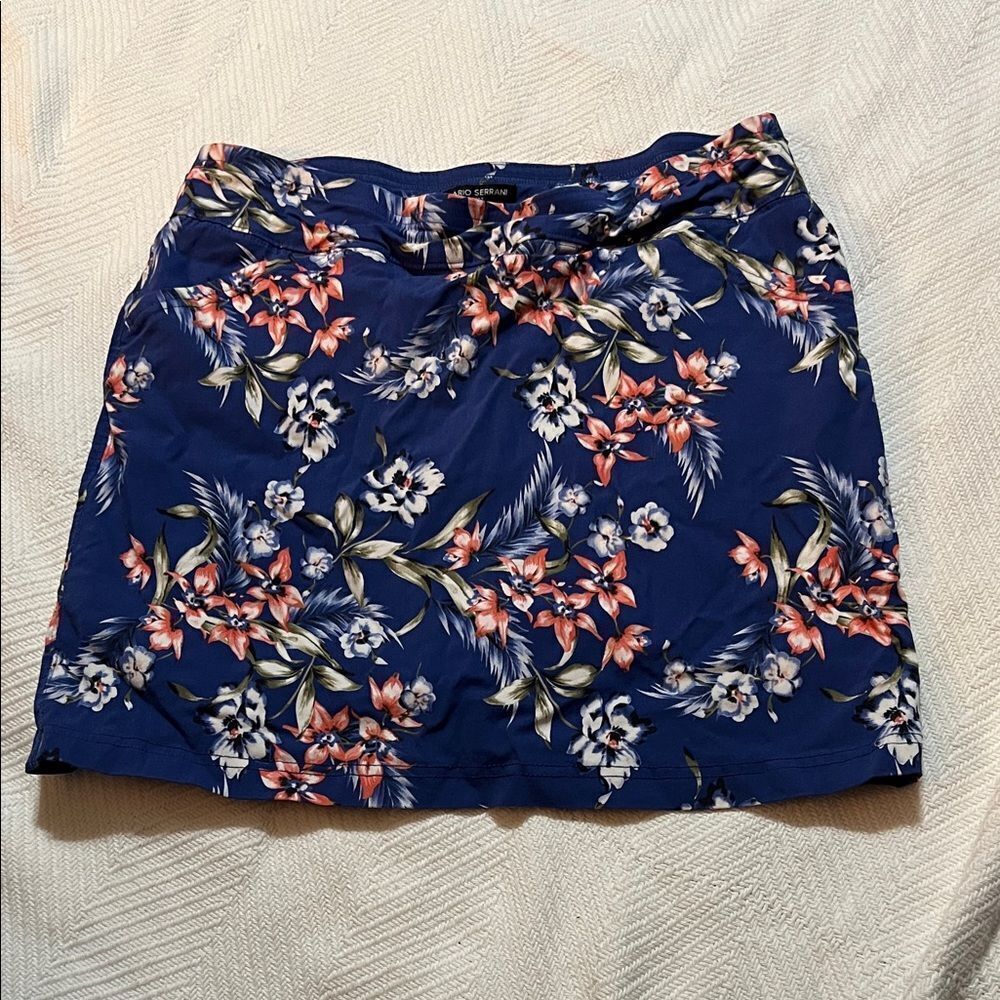 Mario Serrani Navy Floral Mini Skirt